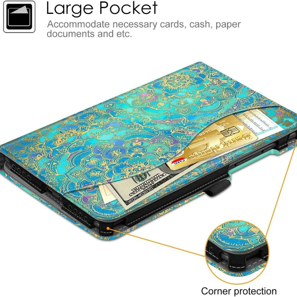 Galaxy Tablet Case With Multi-angle Viewing Stand & Pocket, Blue Paisley Samsung